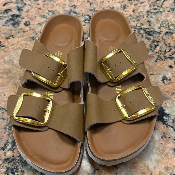 Project Cloud Brown Genuine Leather Sandals Beach Essentials Memory Foam 8.5 - Picture 7 of 11